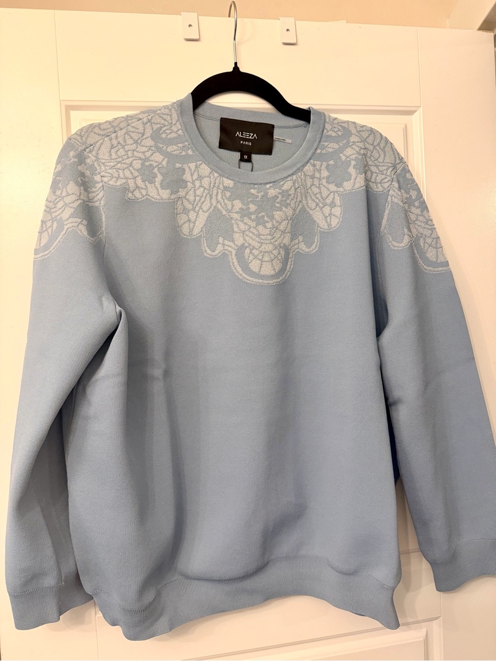 Aleeza Paris Knit Crewneck with Lace pattern - 1X